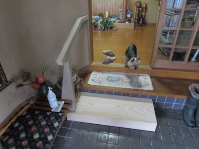 頭ひねりの玄関手すり